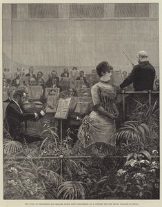 El Duque de Edimburgo y Madame Marie Roze actuando en un concierto para el Royal College of Music